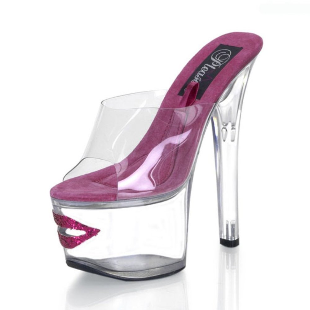ISO! Tip Jar-708-3 | Pink Glitter Lips | US size 7 | Pleaser Heels